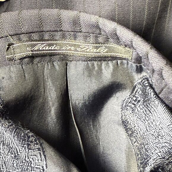 Vintage Gianni Versace Navy Pin Stripe  Wool Blazer Jacket Made in Italy Sz 44 - Picture 5 of 12